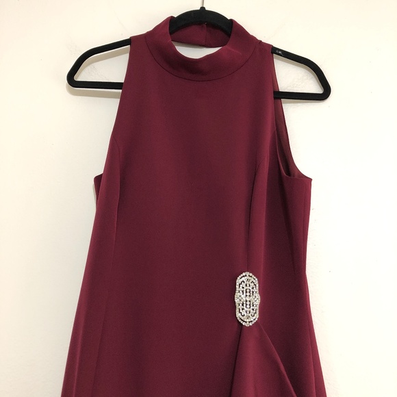 Vince Camuto Mock Neck Embellished Ruffle Hem Gown - Picture 7 of 11